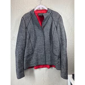 Lafayette 148 New York Wool Silk Blend Blazer Women's Black White Red Size 12